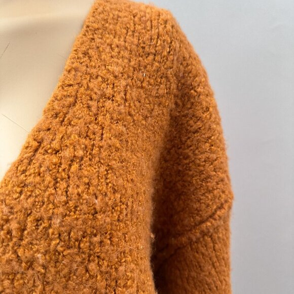 Free People Women Sweater Alpaca Oversized Fuzzy Knit Long Sleeve Deep V-Neck XS - Picture 6 of 13